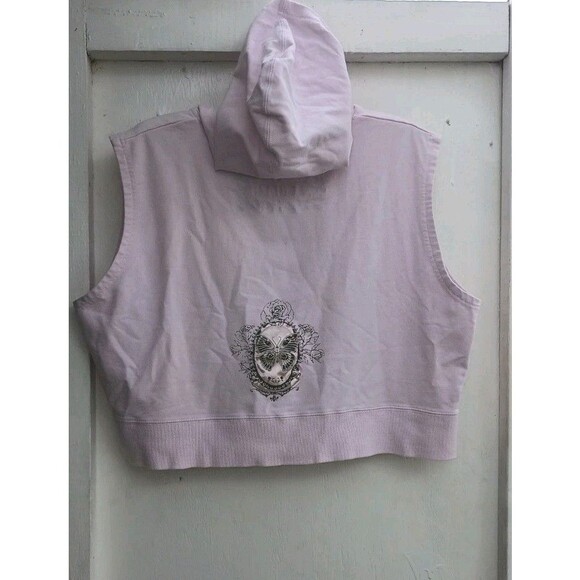 Apollo Pink Cropped 3XL Full Zip Hoodie Women's Sleeveless Light Academia School - Picture 2 of 6